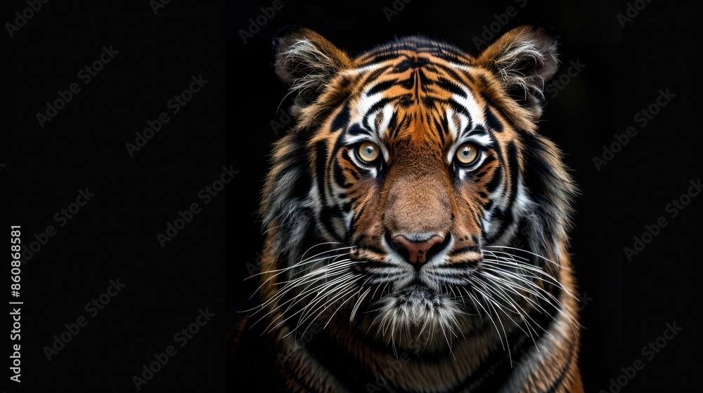 Obraz premium Close-up Portrait of a Majestic Tiger