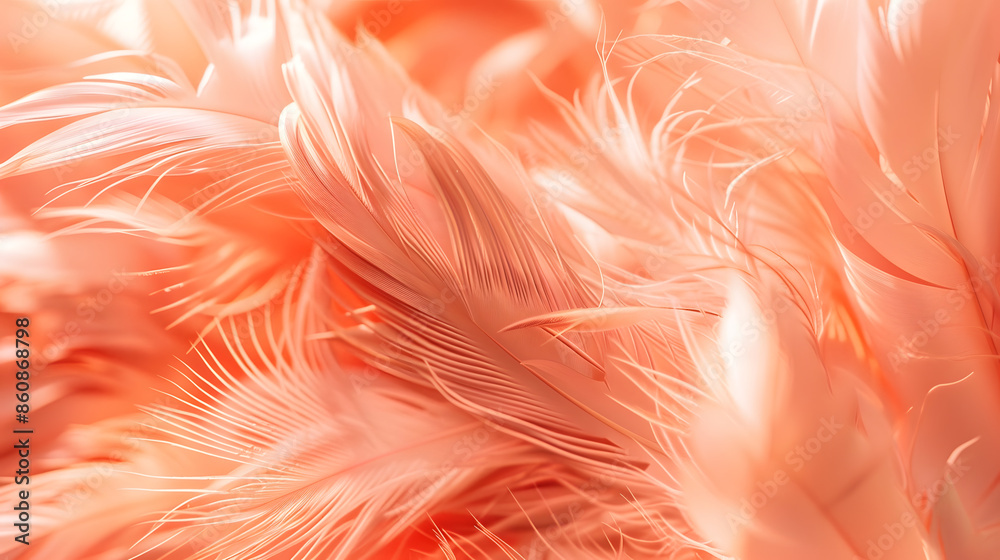 Bird feathers background toned in trending color of the year 2024 peach fuzz tenderness and softness concept selective focus : Generative AI Bird feathers background toned in trending color of the year 2024 peach fuzz tenderness and softness concept selective focus : Generative AI