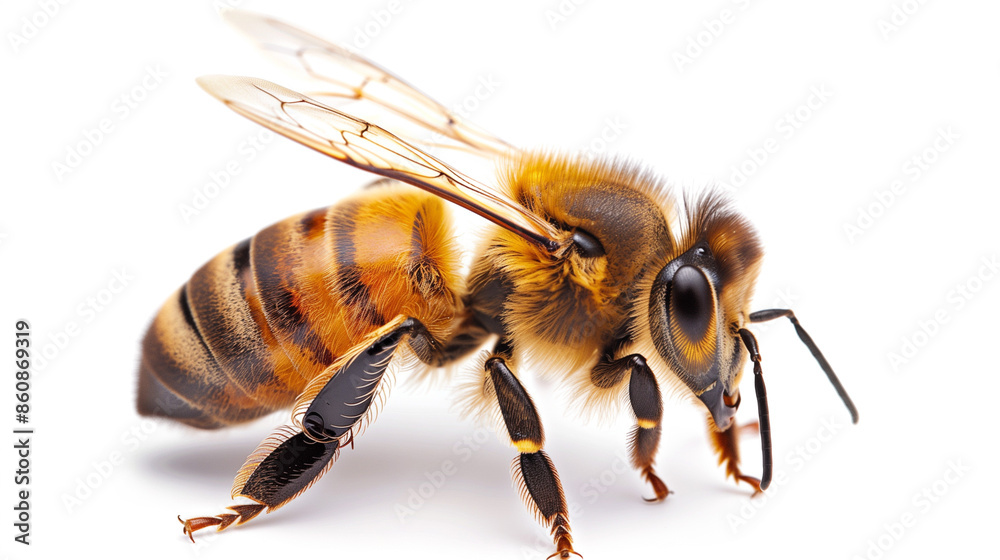 a honey bee isolated on white background a honey bee isolated on white background