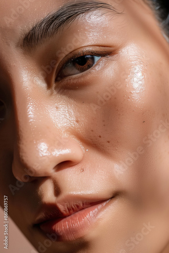 Wallpaper Mural Detailed Close-Up of a Young Woman in Her 30s with Glowing, Healthy Skin, Without Makeup Torontodigital.ca