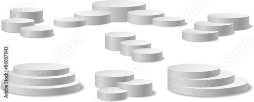 White blank round podiums
