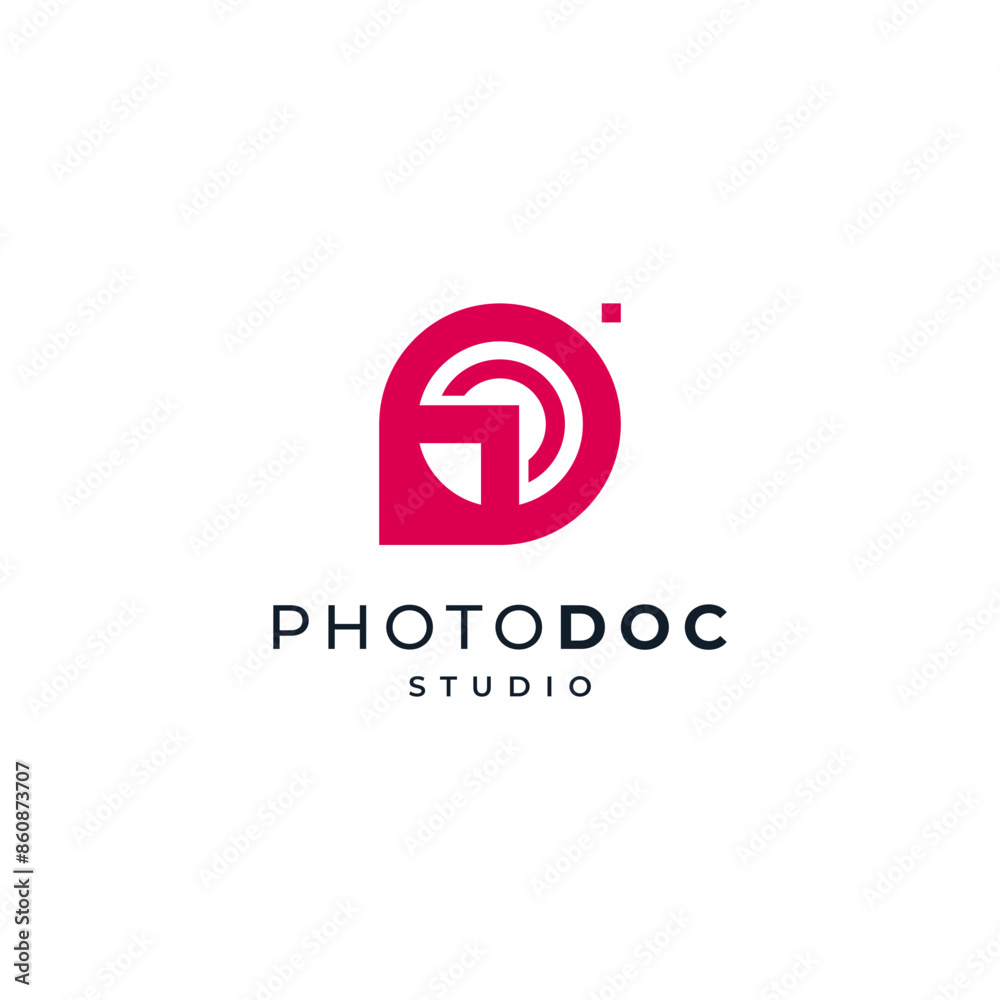 Fototapeta premium paper page sheet and camera lens logo for studio photography and photography learning