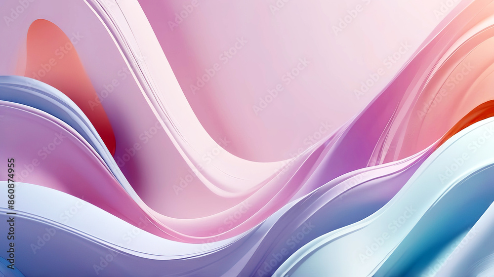 3d rendering of abstract wavy shape in pastel colors
