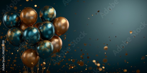 Elegant Golden and Blue Balloons Celebration Scene 