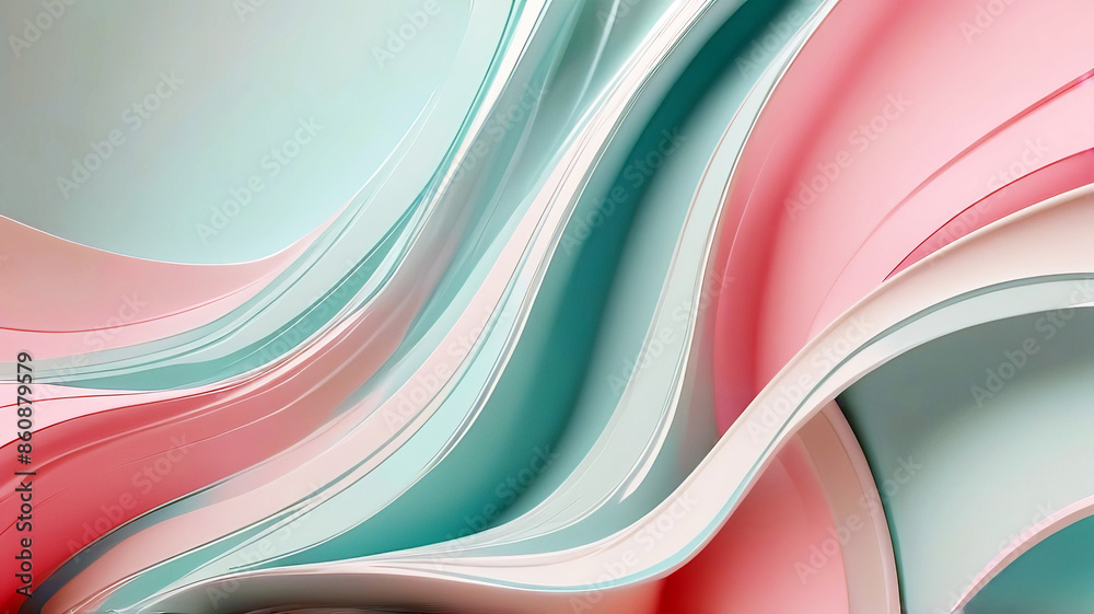3d rendering of abstract wavy shape in pastel colors