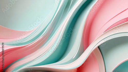 Obraz na płótnie 3d rendering of abstract wavy shape in pastel colors w salonie