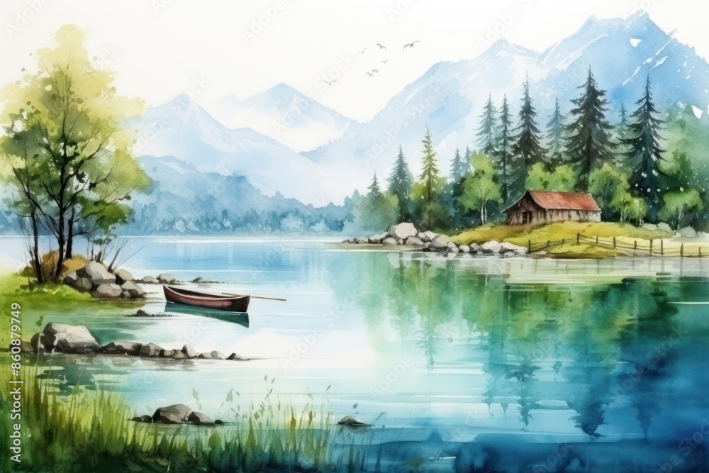 Obraz premium Lake architecture landscape outdoors.