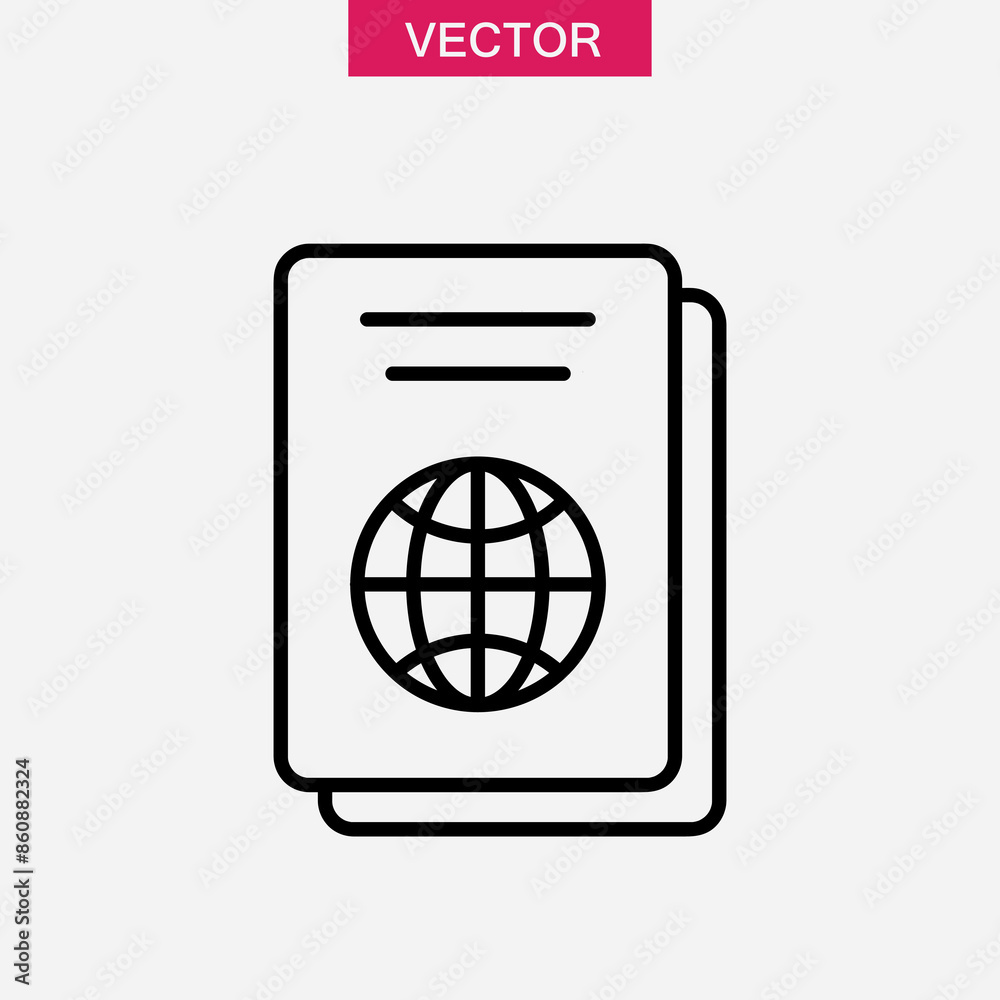 Passport line icon, linear style simple flat black vector illustration on white background..eps Passport line icon, linear style simple flat black vector illustration on white background..eps