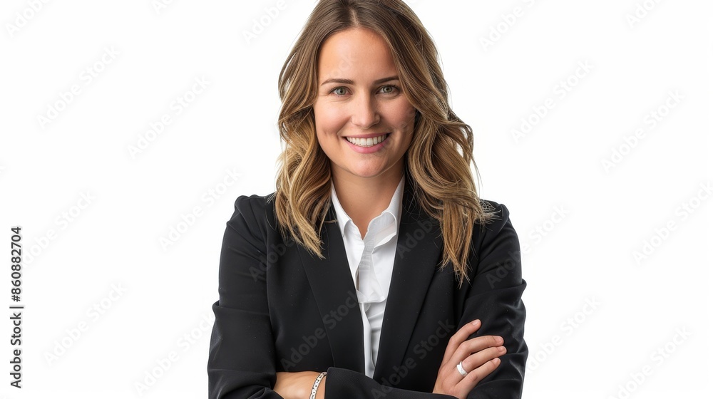 Confident Businesswoman with Arms Crossed Smiling Confident Businesswoman with Arms Crossed Smiling