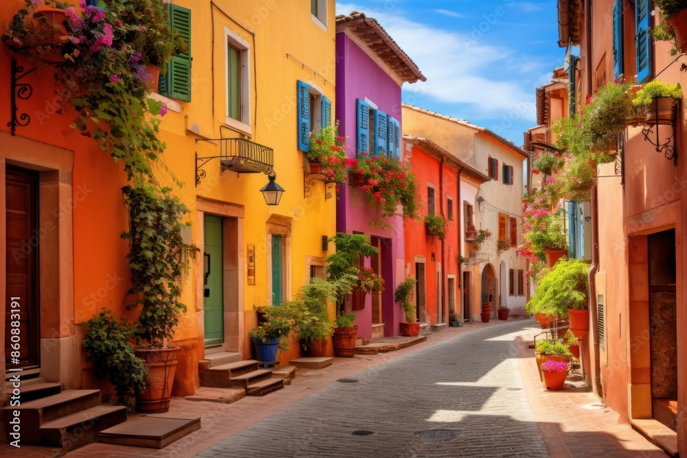 Fototapeta premium European alley building architecture street.