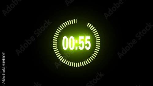 1 minuet (60) second timer video, with rotation and glowing animation.