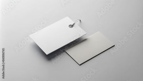 3D rendered horizontal Business visiting card mock-up with front and back. Invite, tag, empty mockup for Presentation on isolated Light Grey background