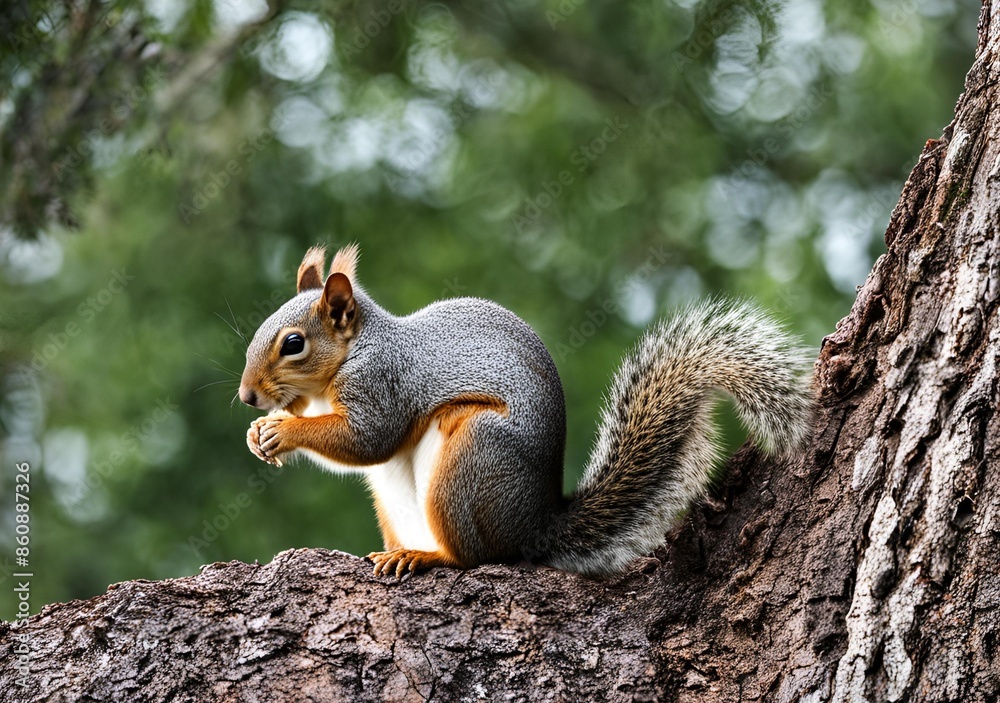 Squirrel Sitting on Tree Branch Squirrel Sitting on Tree Branch
