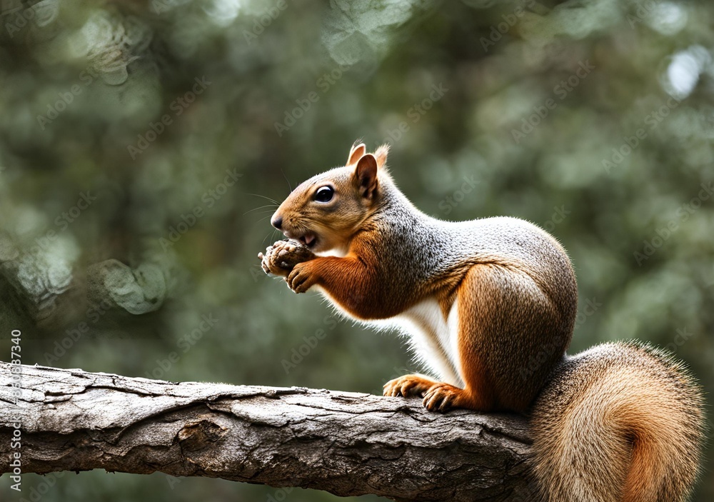 Squirrel Enjoying a Nut on a Branch Squirrel Enjoying a Nut on a Branch