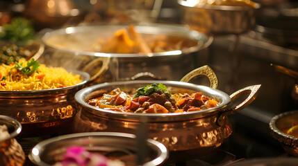 Royal dining setup destination wedding buffet food spoon and plates  Image : Generative AI