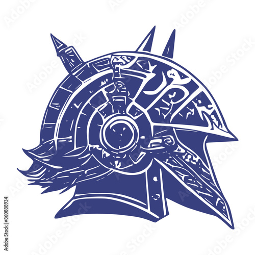 Antiques fantasy helmet for head protection soldiers with a crest with slits for the eyes and mouth