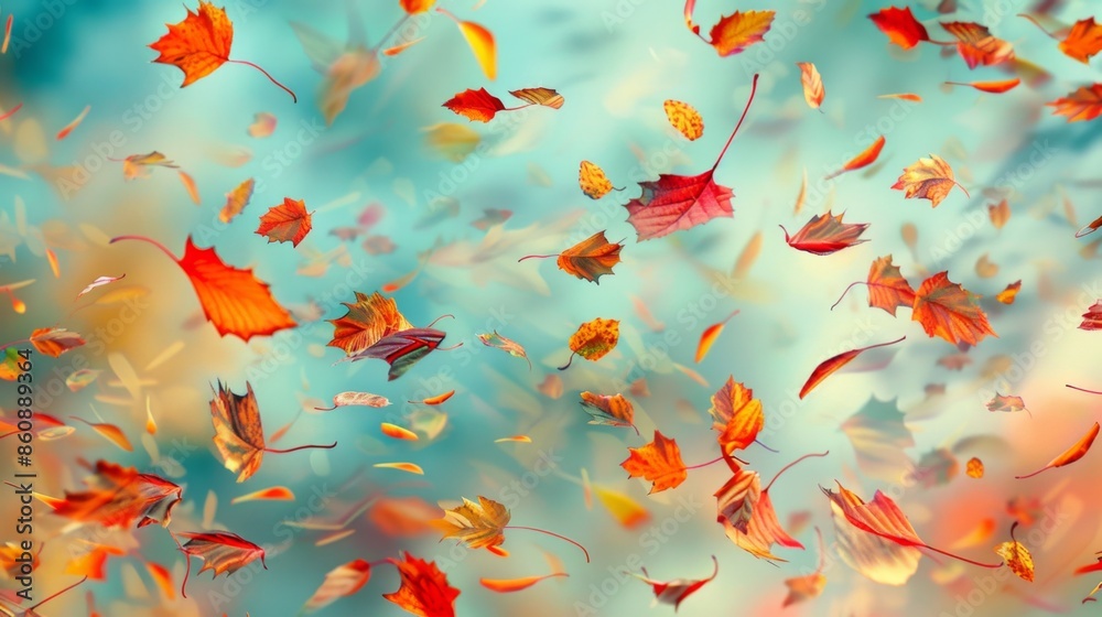 Falling Autumn Leaves Background, Generative AI Falling Autumn Leaves Background, Generative AI