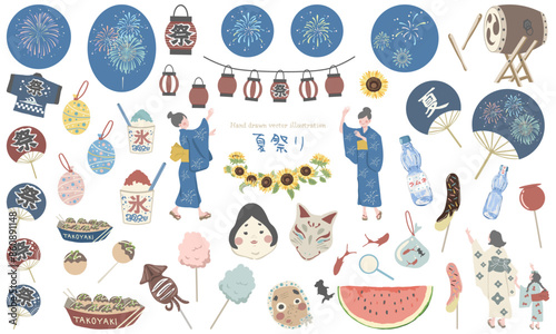 夏祭りの素材セット