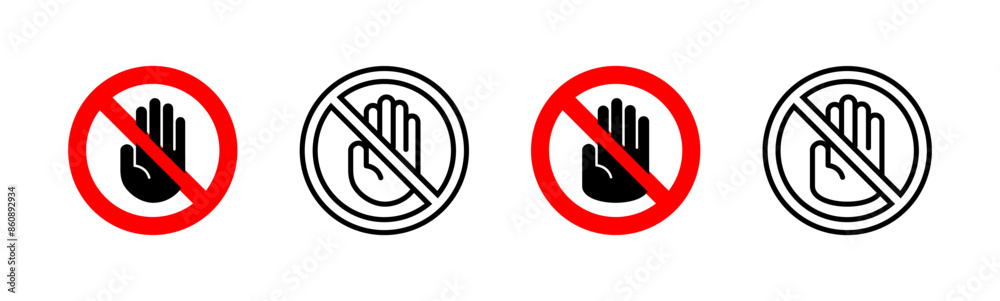 Stop icon set. stop road sign. hand stop icon vector Stop icon set. stop road sign. hand stop icon vector
