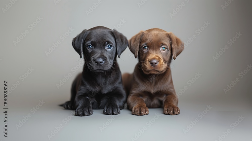 Obraz premium Adorable Puppies Posing in Studio on White Background