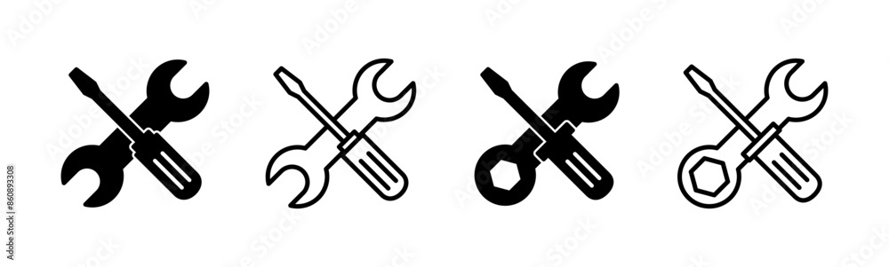 Repair tools icon set. tool icon vector. setting icon vector. Wrench and screwdriver. support, Service Repair tools icon set. tool icon vector. setting icon vector. Wrench and screwdriver. support, Service