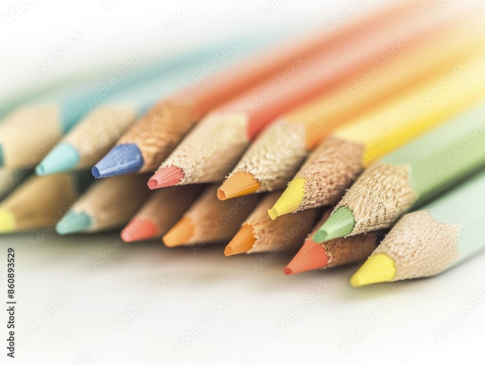 Back to School. Colored pencils isolated on a white background. Close up. Back to School. Colored pencils isolated on a white background. Close up.