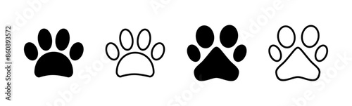 Paw icon set. paw print icon vector. dog or cat paw
