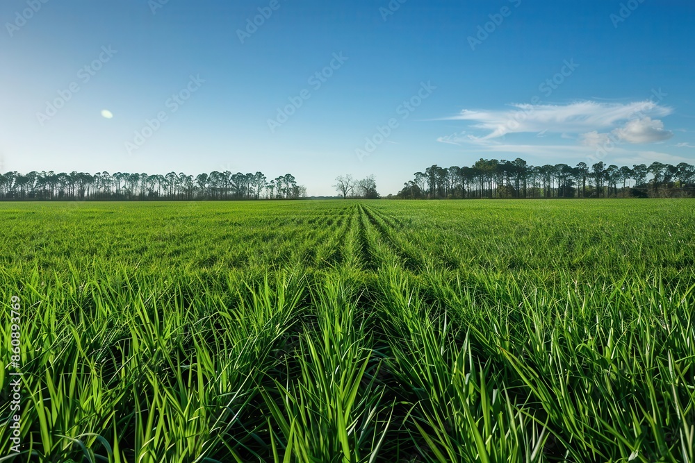 lush green grass field stretching to the horizon under a clear blue sky natural beauty of an organic farm landscape lush green grass field stretching to the horizon under a clear blue sky natural beauty of an organic farm landscape