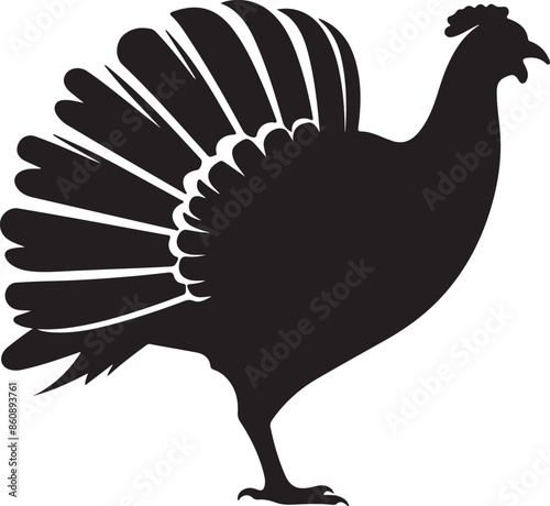 Turkey Silhouette Vector Illustration White Background photo