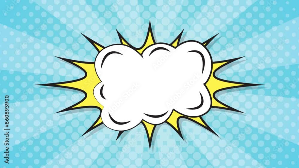 Animated looped pop art background with cloud.Animated blue Comic Background for Dynamic Speech Bubble.Comic Strip Animated looped pop art background with cloud.Animated blue Comic Background for Dynamic Speech Bubble.Comic Strip