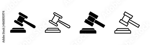 Gavel icon set. judge gavel icon vector. law icon vector. auction hammer