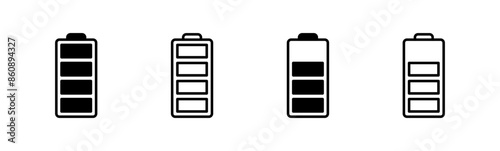 Battery icon set. battery charge level. battery charging icon