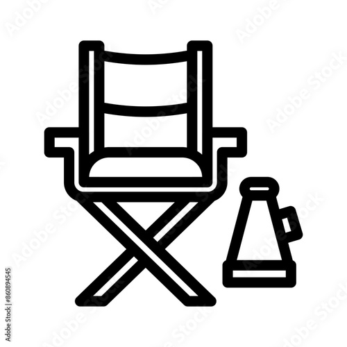 14 director chair line icon illustration vector graphic