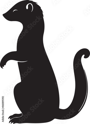 Weasel Silhouette Vector Illustration White Background