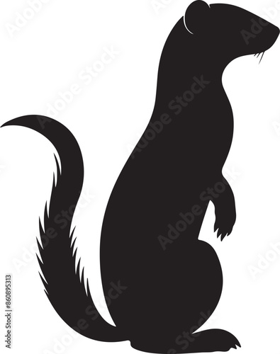 Weasel Silhouette Vector Illustration White Background