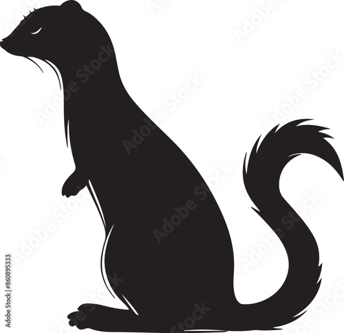 Weasel Silhouette Vector Illustration White Background