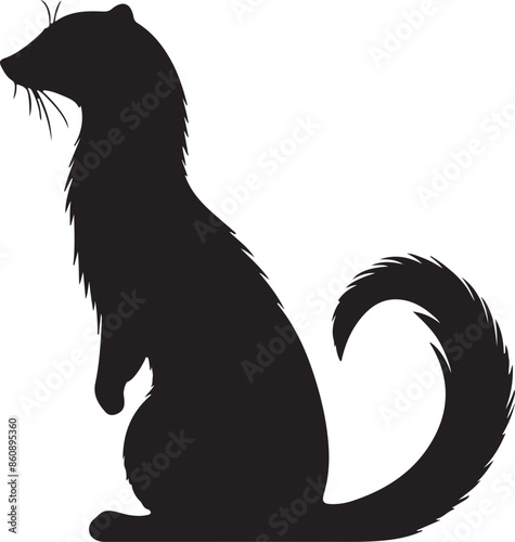Weasel Silhouette Vector Illustration White Background