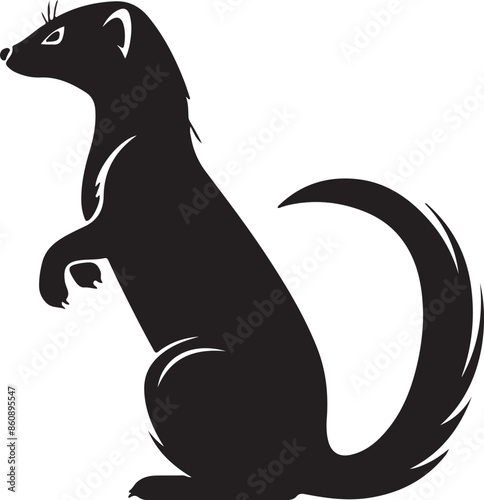 Weasel Silhouette Vector Illustration White Background