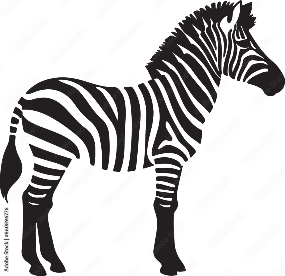 Obraz premium Zebra Silhouette Vector Illustration White Background
