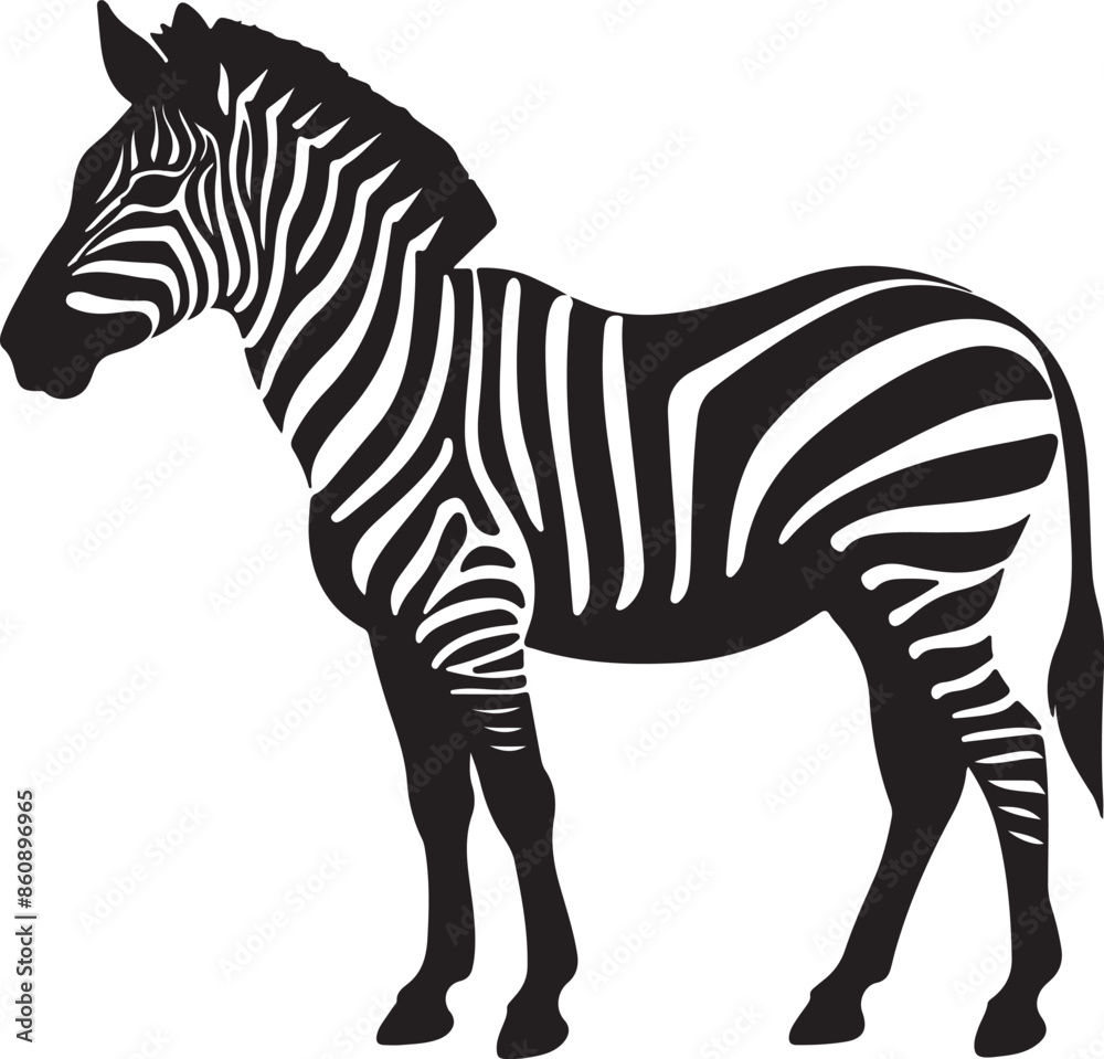Obraz premium Zebra Silhouette Vector Illustration White Background