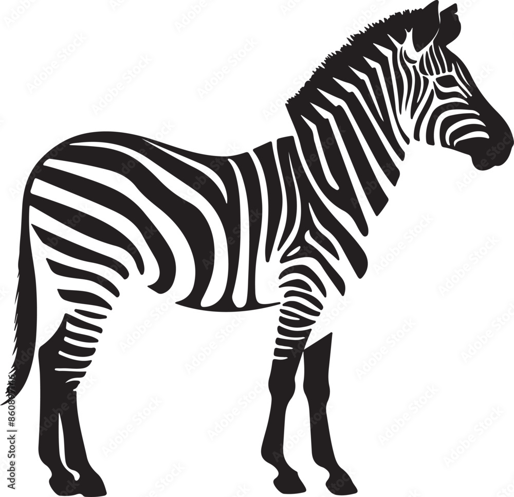Fototapeta premium Zebra Silhouette Vector Illustration White Background
