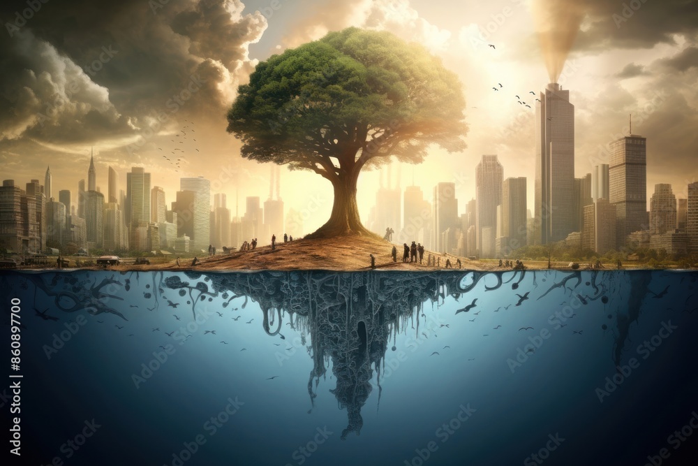Fototapeta premium Climate change landscape outdoors nature.