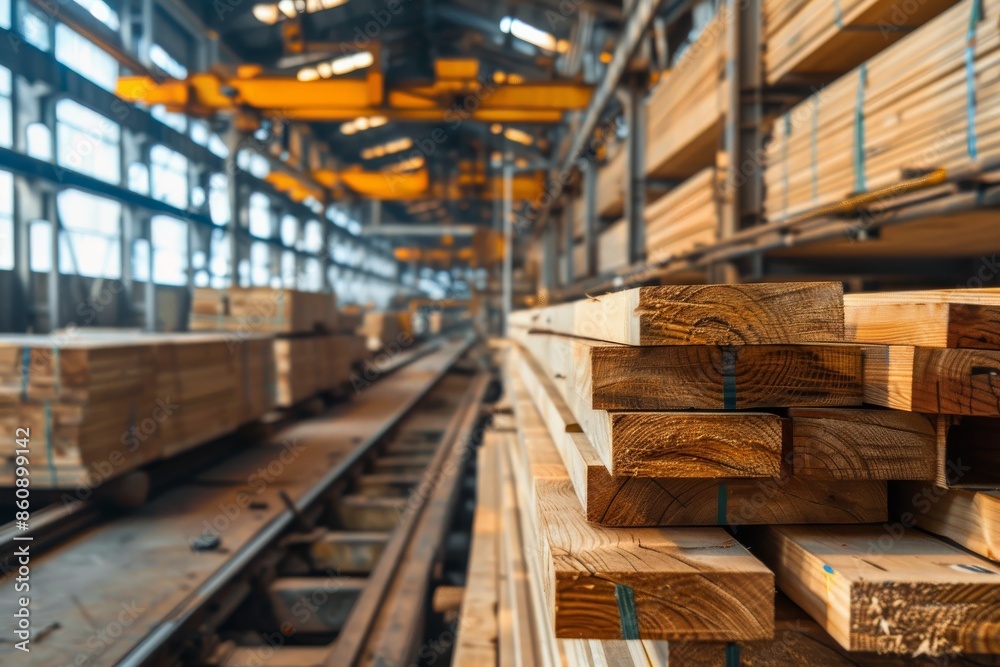 Stack of Wooden Planks in a Lumberyard Stack of Wooden Planks in a Lumberyard