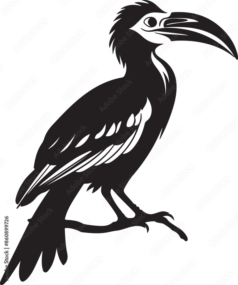 Hornbill Silhouette Vector Illustration White Background Hornbill Silhouette Vector Illustration White Background