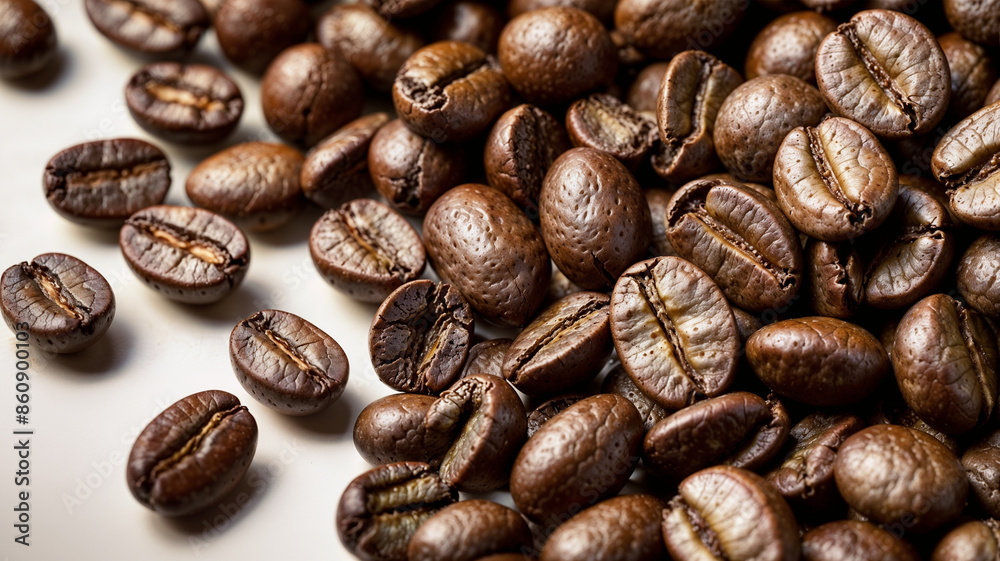 Fototapeta premium coffee beans isolated on white background