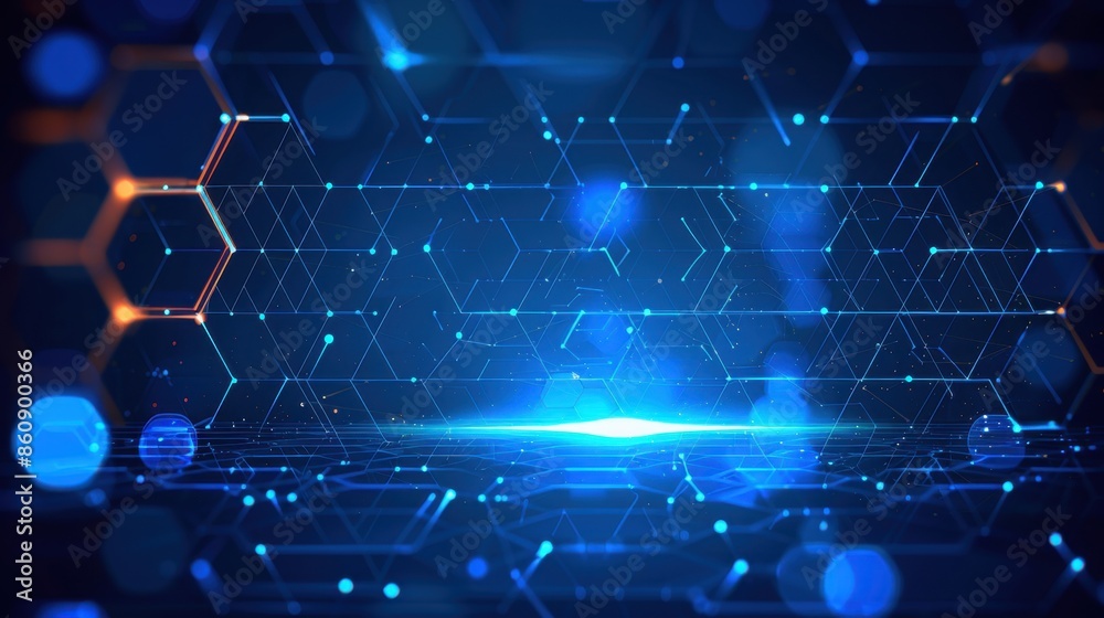 Advanced Technology Visual: A vibrant blue backdrop with hexagonal patterns and bright, interconnected lines, illustrating the sophisticated and dynamic world of modern technology.
