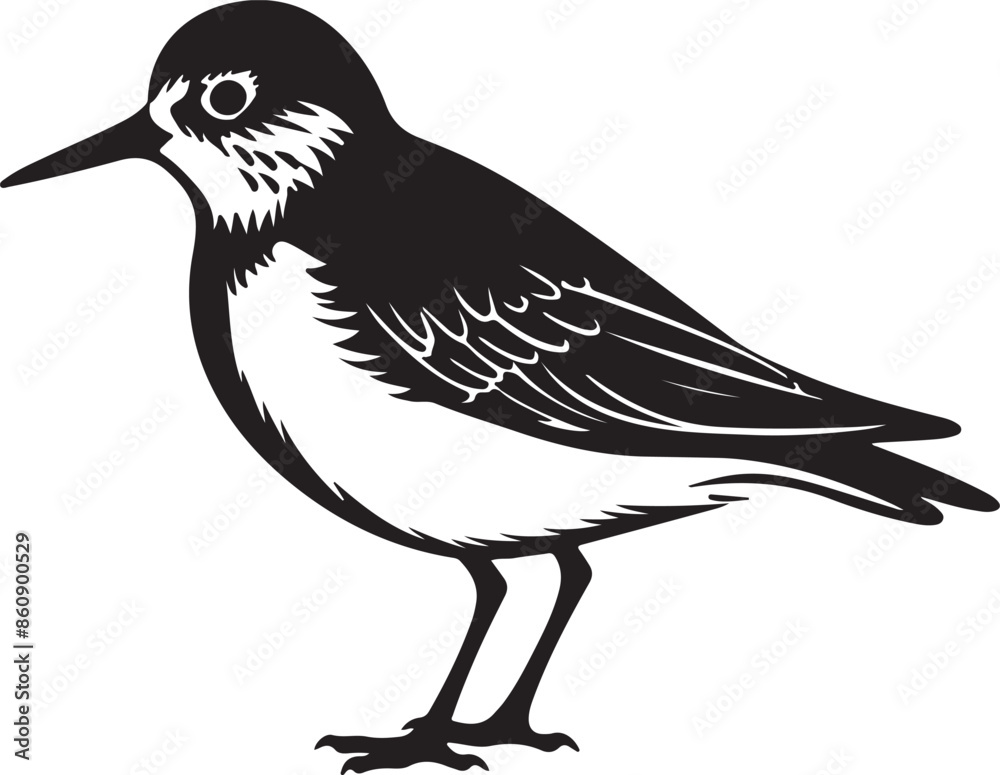 Obraz premium Sandpiper Silhouette Vector Illustration White Background