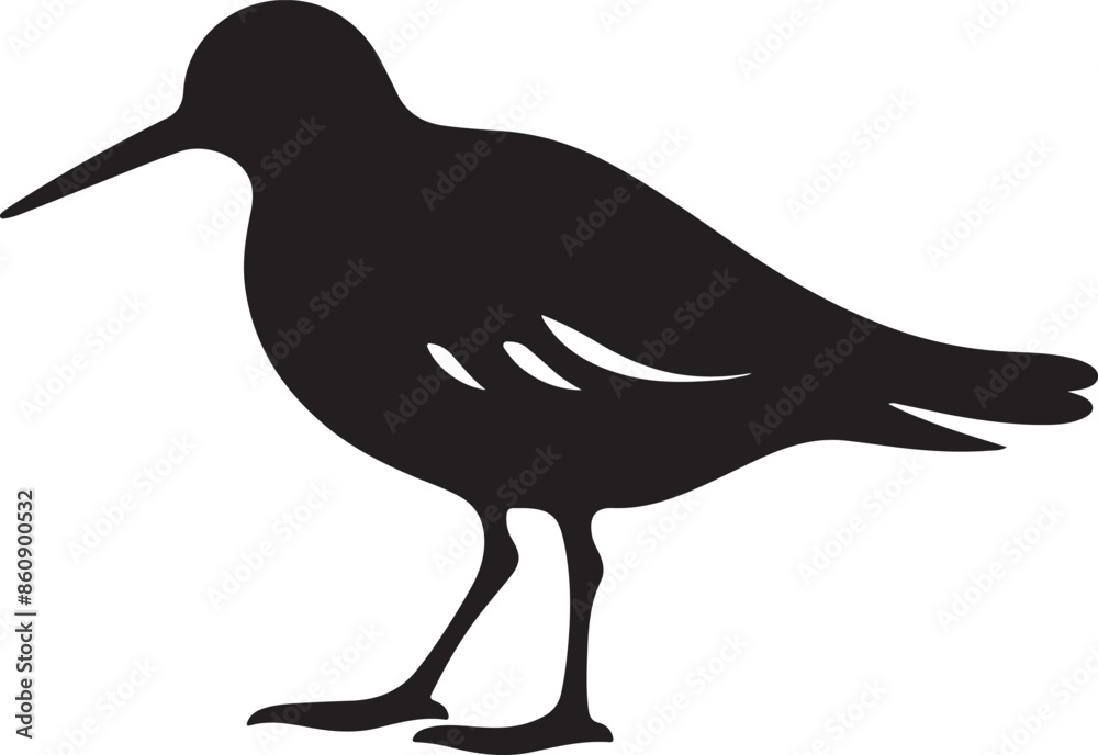 Fototapeta premium Sandpiper Silhouette Vector Illustration White Background