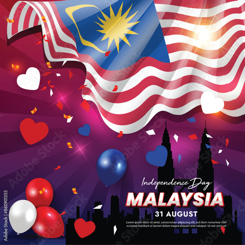 Malaysia Independence Day Celebration. Illustration banner, poster Design