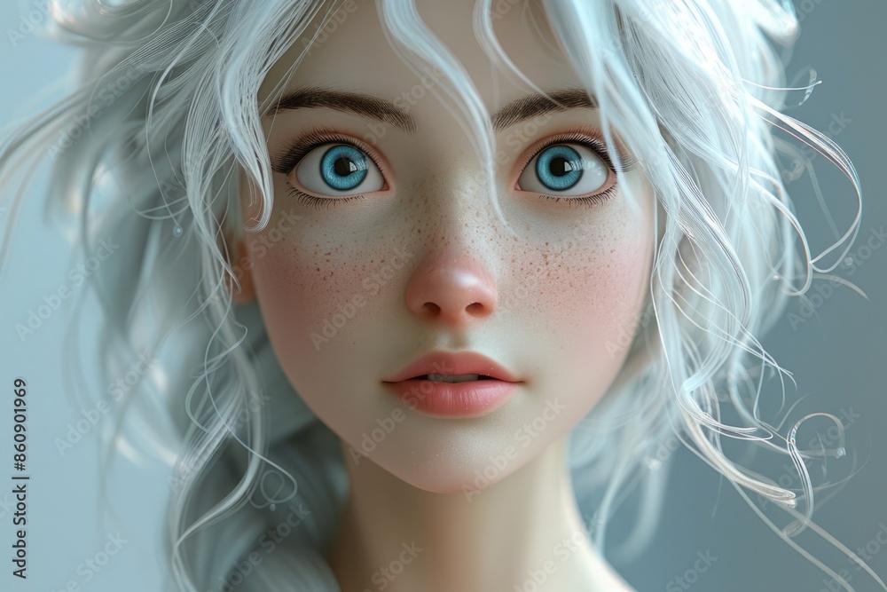 Fototapeta premium Young woman's avatar, anime effect